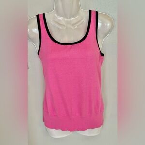 Vintage 80’s Lauren Ralph Lauren Pink Tank Top Women’s M SOFT Black Trim 8-10